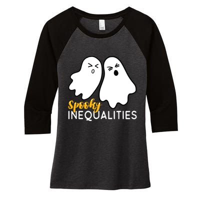 Spooky Inequalities Ghosts Halloween Math Teacher Women's Tri-Blend 3/4-Sleeve Raglan Shirt