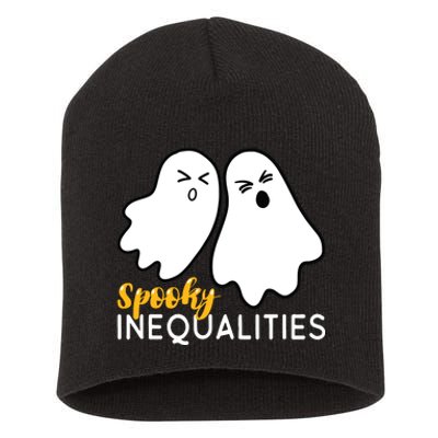 Spooky Inequalities Ghosts Halloween Math Teacher Short Acrylic Beanie