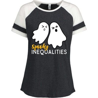 Spooky Inequalities Ghosts Halloween Math Teacher Enza Ladies Jersey Colorblock Tee