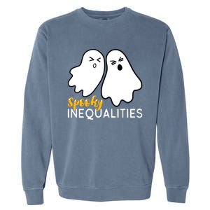 Spooky Inequalities Ghosts Halloween Math Teacher Garment-Dyed Sweatshirt