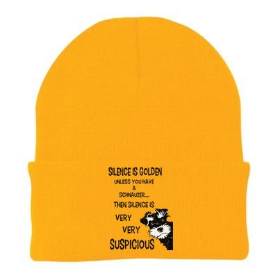 Silence Is Golden Unless You Have Schnauzer Funny Dog Lover Knit Cap Winter Beanie