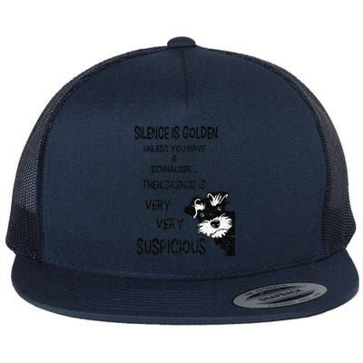 Silence Is Golden Unless You Have Schnauzer Funny Dog Lover Flat Bill Trucker Hat