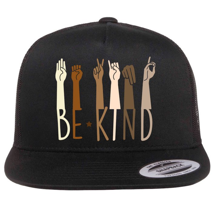 Sign Language Be Kind To All Flat Bill Trucker Hat