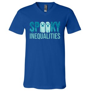 Spooky Inequalities Halloween Spooky Math Teacher Gift V-Neck T-Shirt