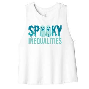 Spooky Inequalities Halloween Spooky Math Teacher Gift Women's Racerback Cropped Tank