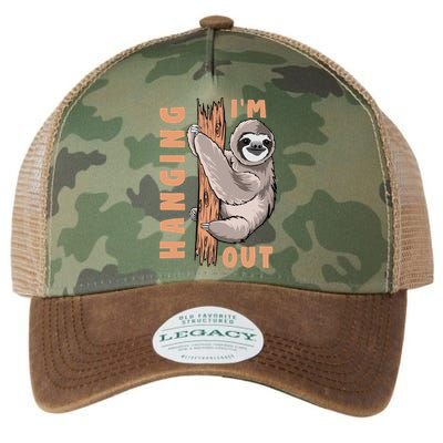 Sloth Im Hanging Out Legacy Tie Dye Trucker Hat