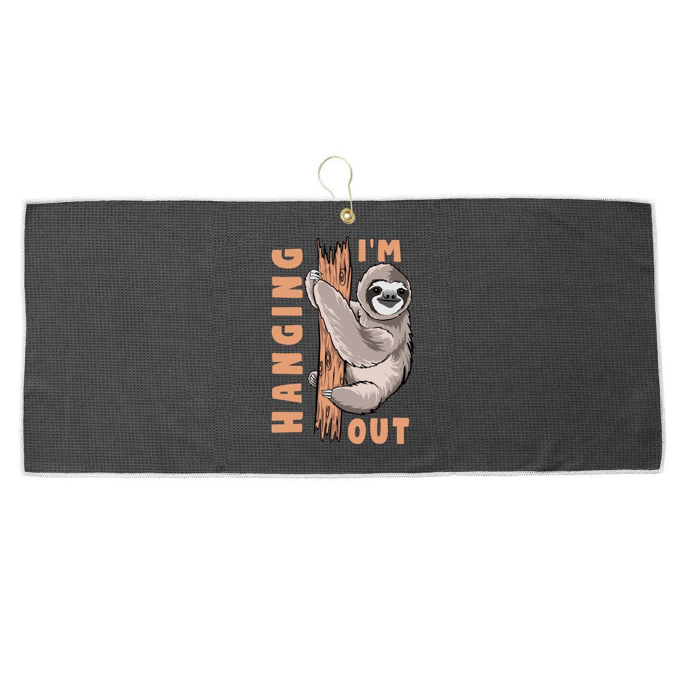 Sloth Im Hanging Out Large Microfiber Waffle Golf Towel