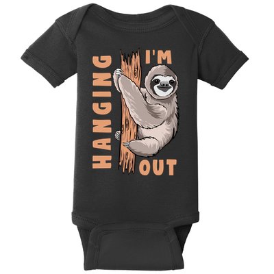 Sloth Im Hanging Out Baby Bodysuit
