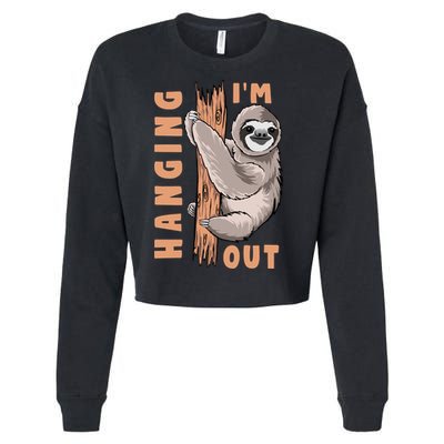Sloth Im Hanging Out Cropped Pullover Crew