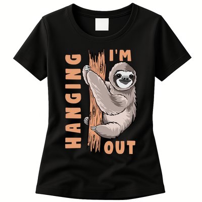 Sloth Im Hanging Out Womens T-Shirt