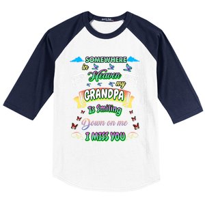 Someone In Heaven My Grandpa Is Smiling Down On Me Miss Him Gift Baseball Sleeve Shirt