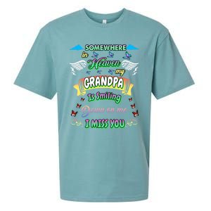 Someone In Heaven My Grandpa Is Smiling Down On Me Miss Him Gift Sueded Cloud Jersey T-Shirt