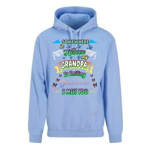 Someone In Heaven My Grandpa Is Smiling Down On Me Miss Him Gift Unisex Surf Hoodie