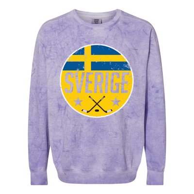 Sweden Ice Hockey Flag Jersey Supporter Sverige Fan Gift Cool Gift Colorblast Crewneck Sweatshirt