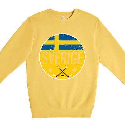 Sweden Ice Hockey Flag Jersey Supporter Sverige Fan Gift Cool Gift Premium Crewneck Sweatshirt