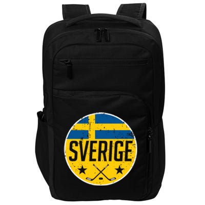 Sweden Ice Hockey Flag Jersey Supporter Sverige Fan Gift Cool Gift Impact Tech Backpack