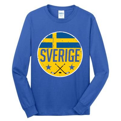 Sweden Ice Hockey Flag Jersey Supporter Sverige Fan Gift Cool Gift Tall Long Sleeve T-Shirt