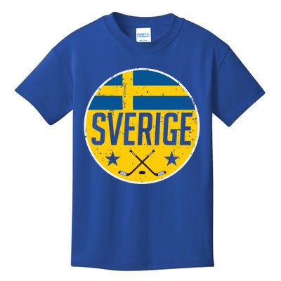 Sweden Ice Hockey Flag Jersey Supporter Sverige Fan Gift Cool Gift Kids T-Shirt