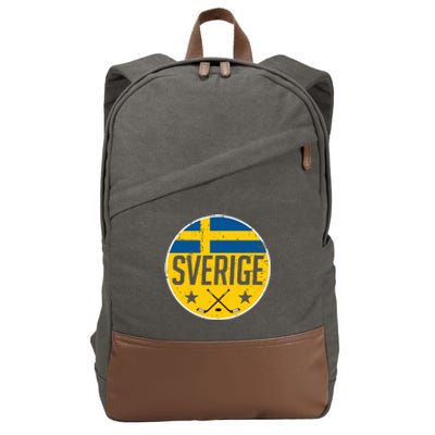 Sweden Ice Hockey Flag Jersey Supporter Sverige Fan Gift Cool Gift Cotton Canvas Backpack