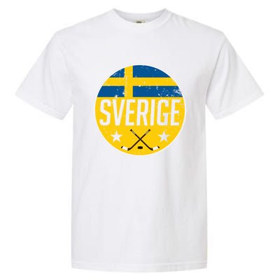 Sweden Ice Hockey Flag Jersey Supporter Sverige Fan Gift Cool Gift Garment-Dyed Heavyweight T-Shirt