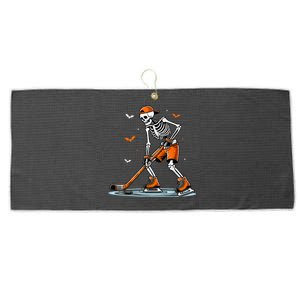 Skeleton Ice Hockey Halloween Funny Halloween Hockey Gift Large Microfiber Waffle Golf Towel