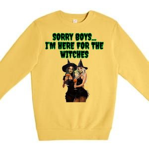 Sorry IM Here For The Witches Funny Halloween Meaningful Gift Premium Crewneck Sweatshirt