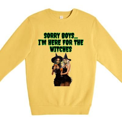 Sorry IM Here For The Witches Funny Halloween Meaningful Gift Premium Crewneck Sweatshirt