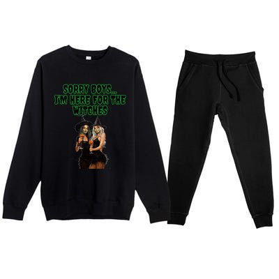 Sorry IM Here For The Witches Funny Halloween Meaningful Gift Premium Crewneck Sweatsuit Set