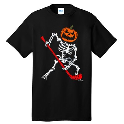 Skeleton Ice Hockey Halloween Pumpkin Hockey Tall T-Shirt