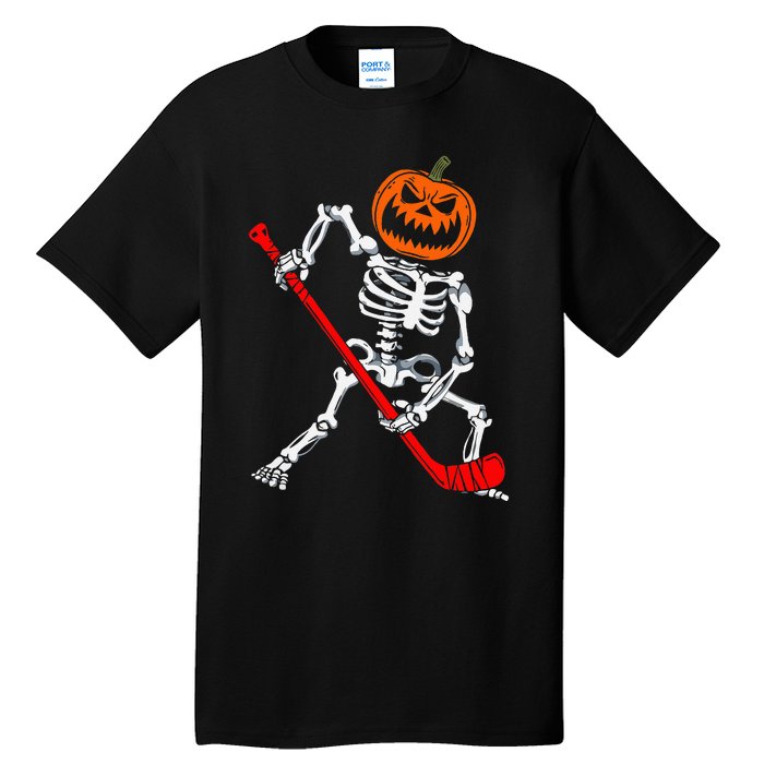 Skeleton Ice Hockey Halloween Pumpkin Hockey Tall T-Shirt