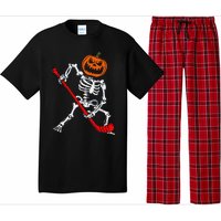 Skeleton Ice Hockey Halloween Pumpkin Hockey Pajama Set