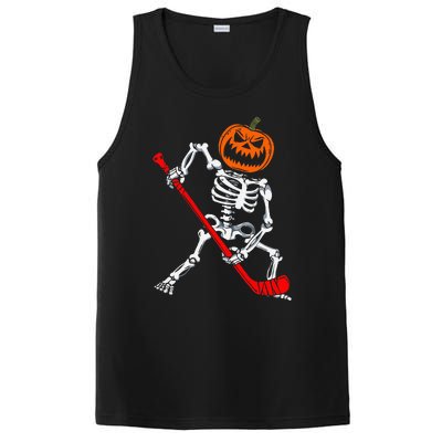 Skeleton Ice Hockey Halloween Pumpkin Hockey PosiCharge Competitor Tank