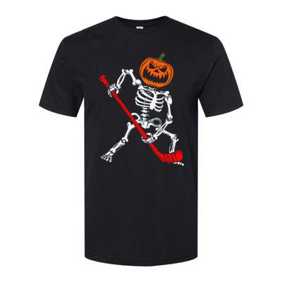 Skeleton Ice Hockey Halloween Pumpkin Hockey Softstyle CVC T-Shirt