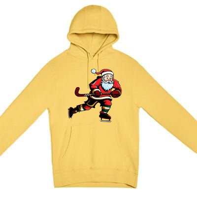 Santa Ice Hockey Lover Player Christmas Gift Premium Pullover Hoodie