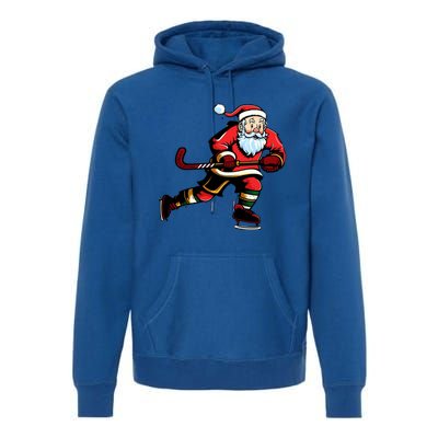 Santa Ice Hockey Lover Player Christmas Gift Premium Hoodie