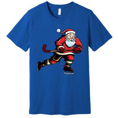 Santa Ice Hockey Lover Player Christmas Gift Premium T-Shirt