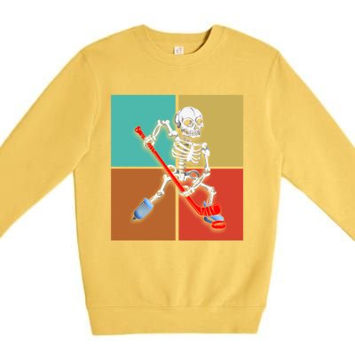 Skeleton Ice Hockey Halloween Hockey Gift Premium Crewneck Sweatshirt