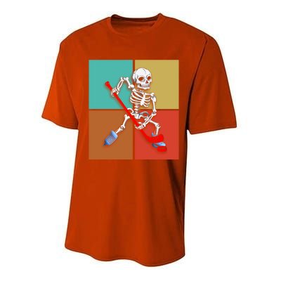 Skeleton Ice Hockey Halloween Hockey Gift Performance Sprint T-Shirt