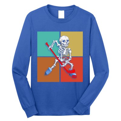 Skeleton Ice Hockey Halloween Hockey Gift Long Sleeve Shirt