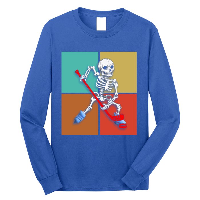 Skeleton Ice Hockey Halloween Hockey Gift Long Sleeve Shirt