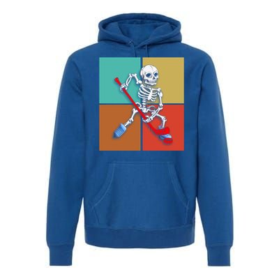 Skeleton Ice Hockey Halloween Hockey Gift Premium Hoodie