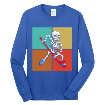 Skeleton Ice Hockey Halloween Hockey Gift Tall Long Sleeve T-Shirt