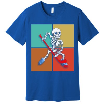 Skeleton Ice Hockey Halloween Hockey Gift Premium T-Shirt