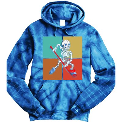 Skeleton Ice Hockey Halloween Hockey Gift Tie Dye Hoodie