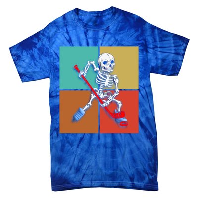 Skeleton Ice Hockey Halloween Hockey Gift Tie-Dye T-Shirt