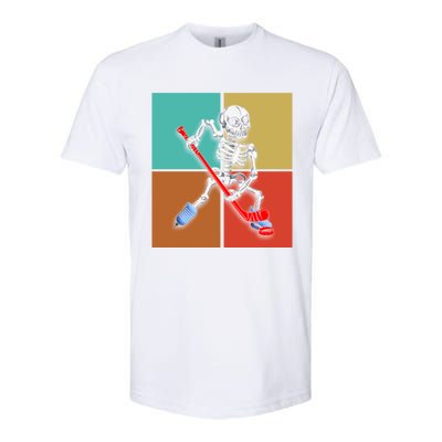 Skeleton Ice Hockey Halloween Hockey Gift Softstyle CVC T-Shirt