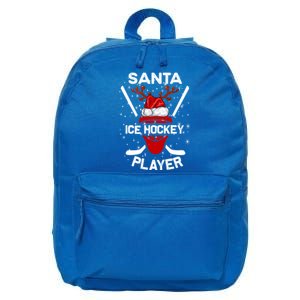 Santa Ice Hockey Player Stick Hat Reindeer Christmas Funny Gift 16 in Basic Backpack