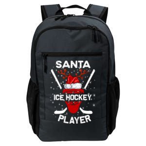 Santa Ice Hockey Player Stick Hat Reindeer Christmas Funny Gift Daily Commute Backpack