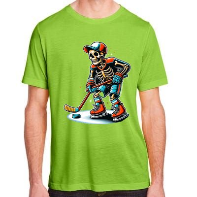 Skeleton Ice Hockey Halloween Pumpkin Hockey Funny Gift Adult ChromaSoft Performance T-Shirt