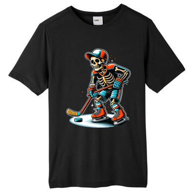 Skeleton Ice Hockey Halloween Pumpkin Hockey Funny Gift Tall Fusion ChromaSoft Performance T-Shirt